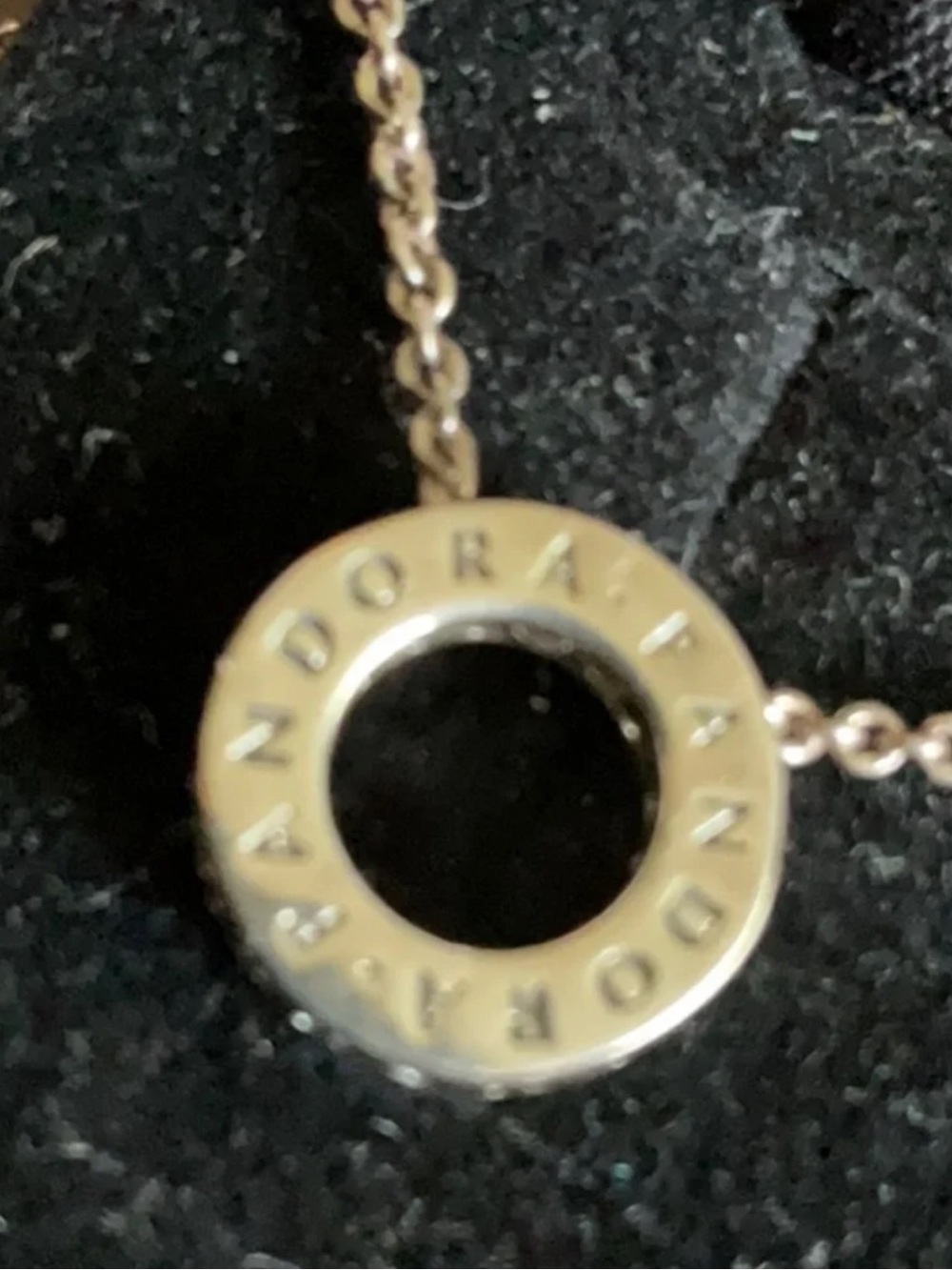Pandora Silver Circle Pendant Necklace with Clear Crystals - Picture 5 of 7